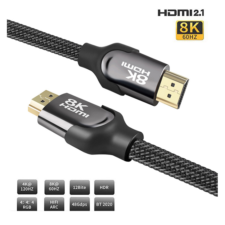 OEM high quality high speed 8K hdmi cable 48Gbps 60Hz 2M support 3D 4K for computer tv hdmi cable2.1
