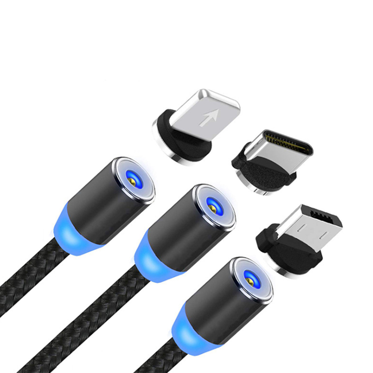 Wholesale 3 in 1 magnetic charging data cable for iPhone samsung Type-C Micro USB CABLE