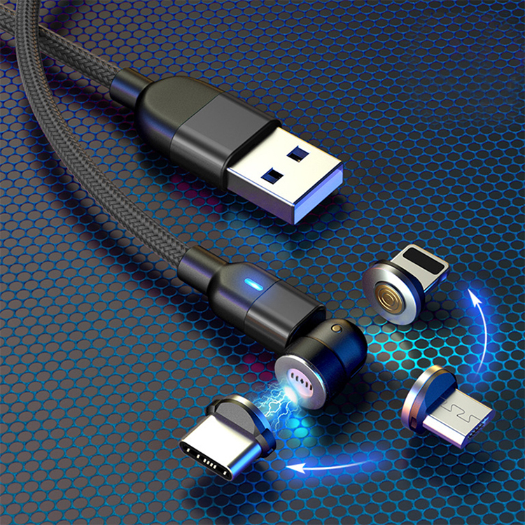 Wholesale Hope 540° rotaton 1m LED micro type C USB magnetic charging cable