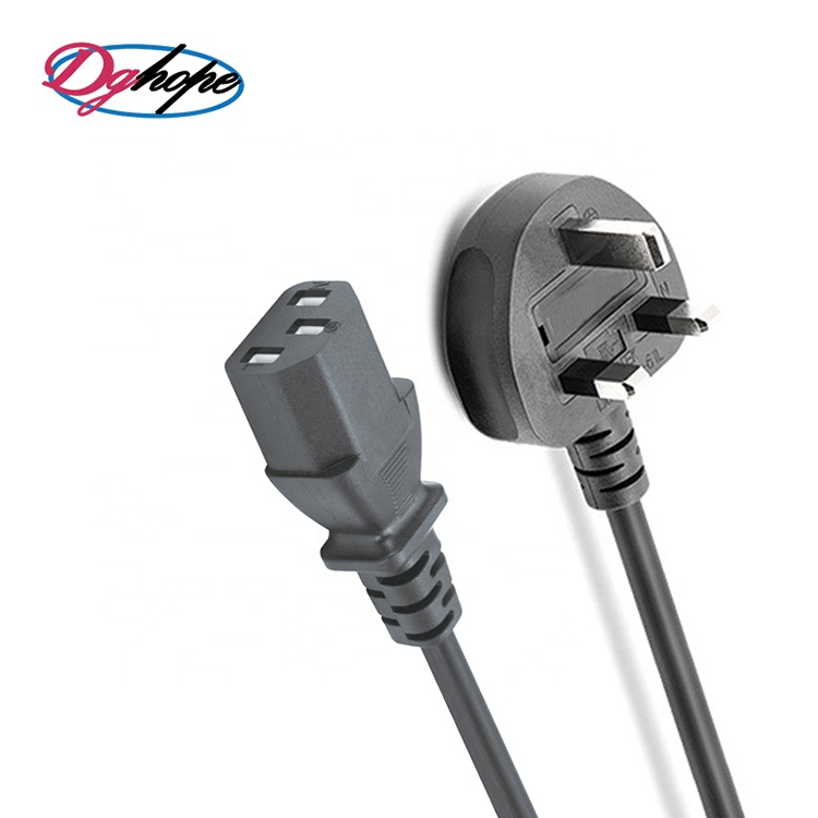 UK power cable 3pin plug C13 power cord BS Certification