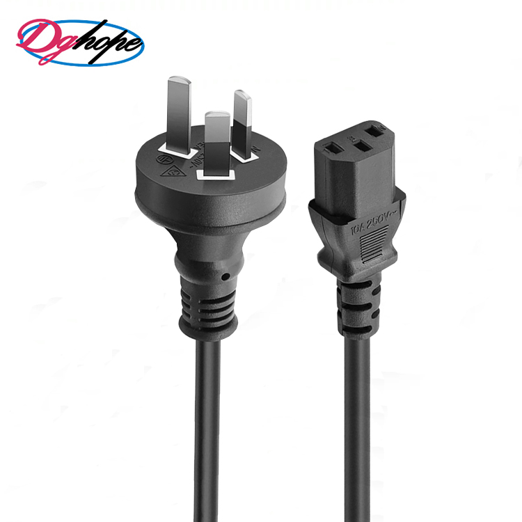 Hot selling 250V 10A Australian SAA Certification 3 Pins laptop AC power cord