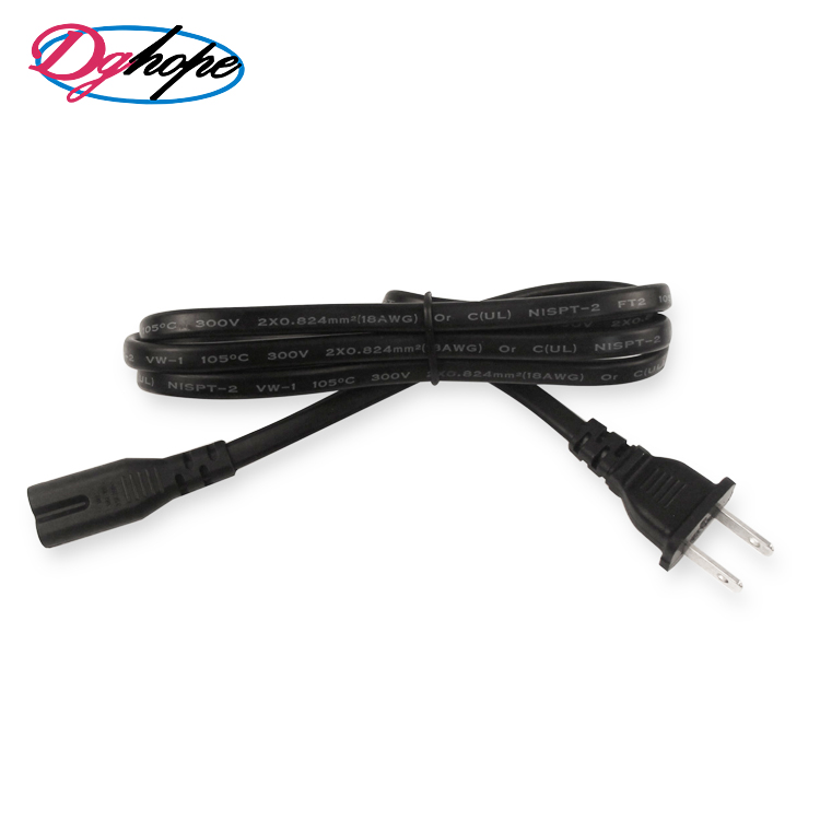 Wholesale US 2 pin ac power cord cable 125V 10A extension cord with UL certificate