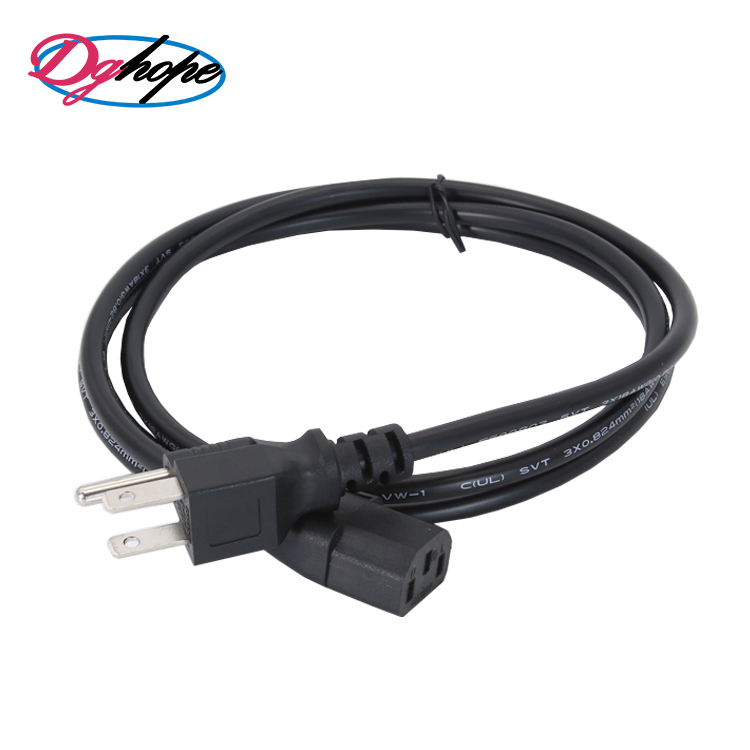 Wholesale AC 3 pin us plug laptop 125V 10A computer ac power cord cable for hair dryer power cable