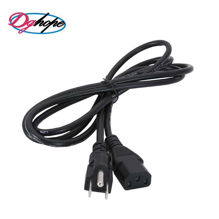 Wholesale AC 3 pin us plug laptop 125V 10A computer ac power cord cable for hair dryer power cable