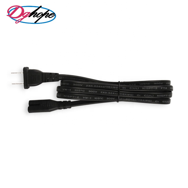 Wholesale US 2 pin ac power cord cable 125V 10A extension cord with UL certificate