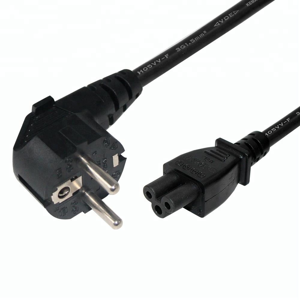 Factory Price Black korea power cord 3 prong with IEC C5 KC certification