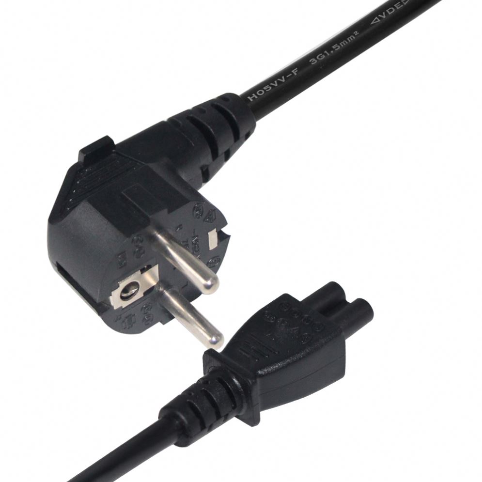 Factory Price Black korea power cord 3 prong with IEC C5 KC certification