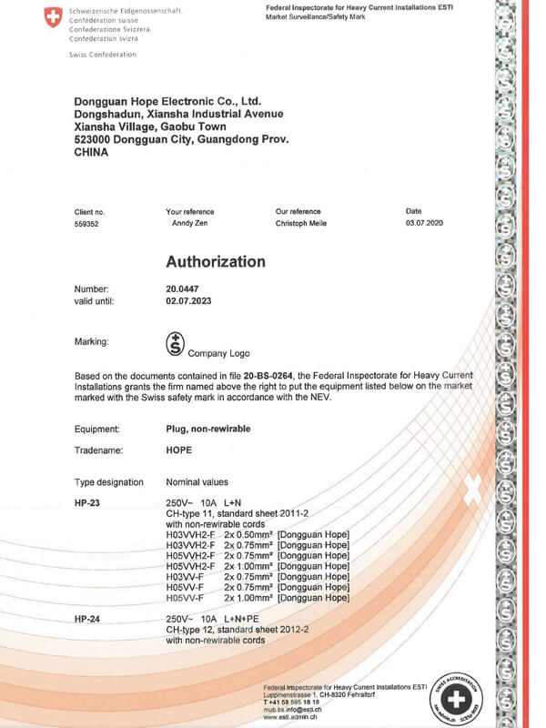 Swiss Plug Certification 1