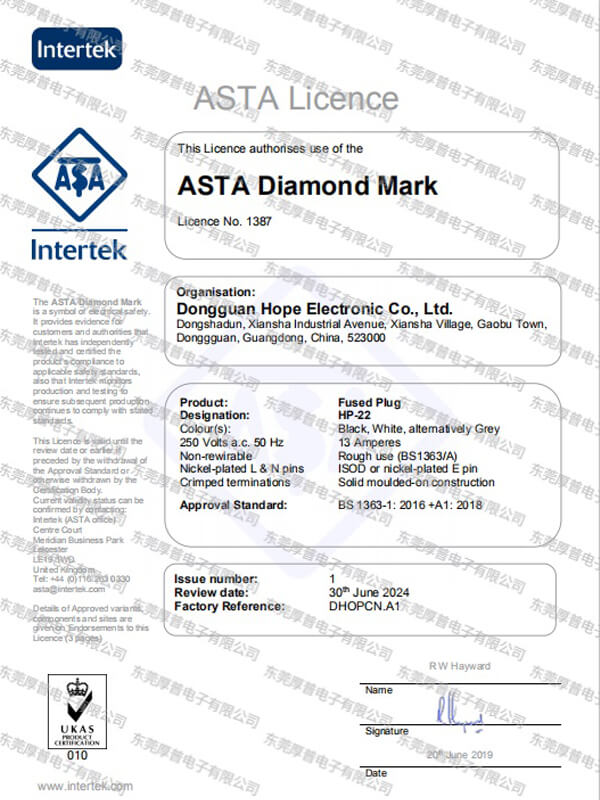 UK Plug ASRA Licence 1
